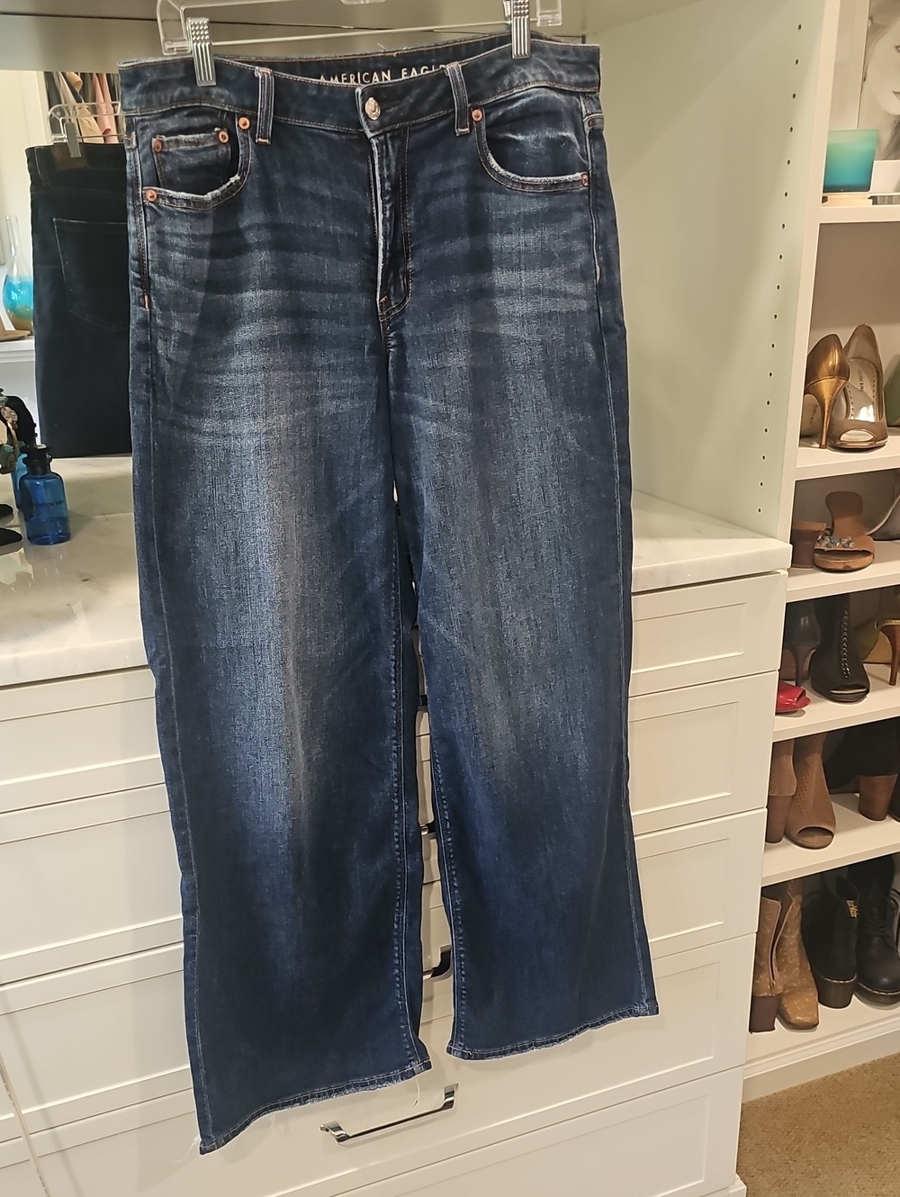 American Eagle Outfitters Women's Dark Indigo Wide Leg Jeans